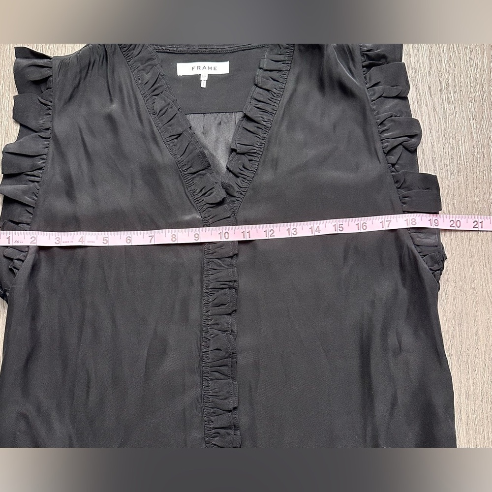FRAME 100% Silk Ruffle Sleeveless Top – Black (Size S) - Picture 8 of 10